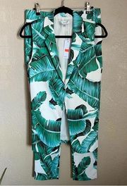 NWT Ovi Green Leaf Tropical Vest Pantsuit Small