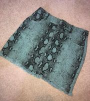 Snakeskin Denim Skirt