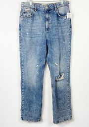 NWT WE THE FREE PEOPLE Jeans Straight Leg Distressed in Vintage Indigo Size 31
