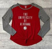 Rivalry Threads University Of Alabama Womens S Raglan Sleeve Tee Red Tie Front