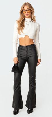 Faux Leather Flare Jeans 