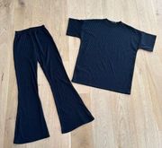 Nasty Gal  Shirt and Flare Pants Matching Set in Black