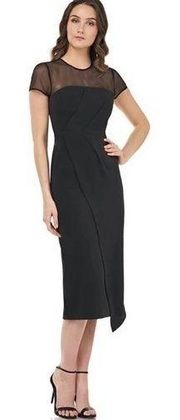 JS Collections Illusion Yoke Asymmetric Black Cocktail Dress NEW NWT Size 6