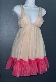 Fit & Flare Mini Sundress Spring Beige Pink Dress Womens size XS