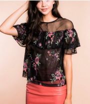 Rayna Embroidered Illusion Neckline NWT