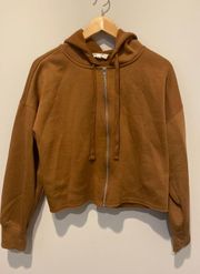 Brown Cropped Zip-Up 