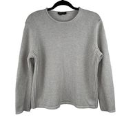 DKNY Light Gray Rounded Crew Neck Heavy Sweater Oversized Large