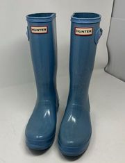 Hunter Rain Boots Light Blue Shimmer Size 6.5