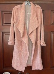BB DAKOTA BY STEVE MADDEN open front fleece lined  knit tweed mid length jacket