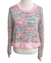 Jessica Simpson Knit Cropped Pastel Sweater Pink Blue White Brown Size XL