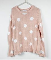 Garnet hill women's large sweater pink polka dot