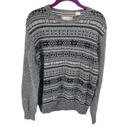 Weatherproof Vintage Womens Pullover Sweater fair isle Print Cotton Gray Size Me