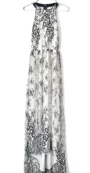 ALICE+OLIVIA White Isla Lace T-Back Formal Maxi Dress Sz 6