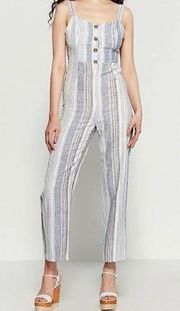 NWT Romeo & Juliet Couture Blue Stripe Overall Jumpsuit M