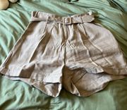 Beige Flowy Shorts