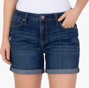 NWT Seven 7 5” Weekend Stretch Denim Shorts w Rolled Cuff Dark Wash Women’s 12