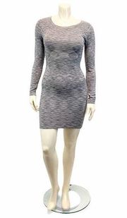 TART Women's XS Heathered Gray Fitted Long Sleeve Mini Dress