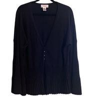 Nine West Merino Wool Blend Flare Sleeve Black Cardigan Size 1X