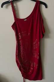 red gold studded bodycon dress size large