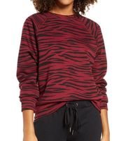 Socialite Women's Size Medium Red Black Zebra Stripes Printed Sweater