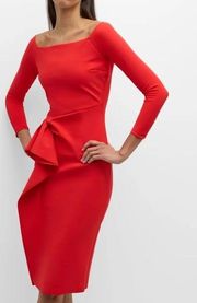 Chiara Boni La Petite Robe Ruffle Off-Shoulder Bodycon Dress  in Red size 42/6