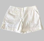 Ann Taylor LOFT 100% Cotton Khaki White Front Pocket Shorts Sz 12