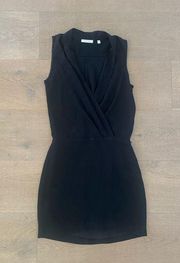 babaton aritzia black draped v-neck lbd mini dress