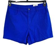 Style & Co SZ 16 Shorts Mid-Rise Pockets Zip-Fly Stretch Cobalt Blue Womens New