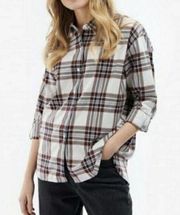 Barbour Bethwin Shirt Cloud Check Herringbone Plaid Button Front 4 New