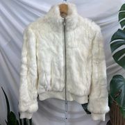 VINTAGE Wilson’s Leather Maxima Pure Rabbit Fur Bomber Jacket, white