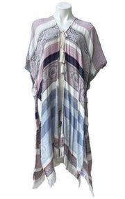 Caslon Womens Kimono Cardigan Open Front Tasseled Short Sleeve Boho One Size