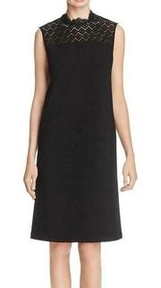 Lafayette 148 black lace shift dress size large minimalist quiet luxury