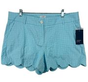 Crown & Ivy Womens Shorts NEW MSRP $55 Sz 14 Shelby Scalloped Hem Turquoise