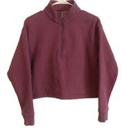 Girlfriend Collective Half-Zip Cropped Sweatshirt in Tulipwood Size Small