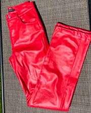 Red Leather Straight Pants