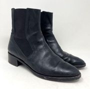 Vince Carrington Leather Chelsea Ankle Boots Booties Black Women’s Size 8M