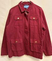 Draper James 100% Cotton Twill Field Utility Jacket In Deep Berry Size XL