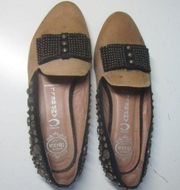 Jeffery Campbell Studded Bow Loafer 7.5 Tan / Black