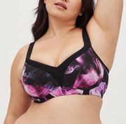 NEW NWOT TORRID Plus Size Mid Impact Underwire Sports Bra Black Purple Smoke 40D