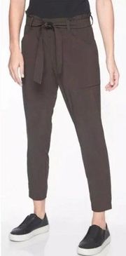 Athleta Skyline Belted Taupe Green Lightweight Tie Pants Size 0