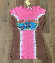 Key West Florida Woman’s Pink Brown Cap Sleeve Tshirt Size Small