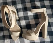 Super Tall High Heels Cream White Beige 7.5