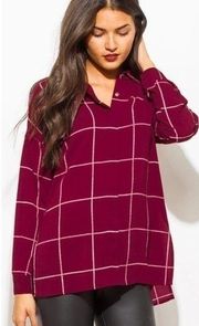 C Sweet Wanderer • Wine Red Plaid Blouse