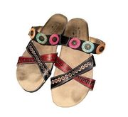 L'Artiste by Spring Step Glendora Black/Red Leather Sandals Womens Size 7