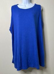 Ava & Viv Blue Ribbed Tank Women's 4X