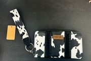 Allover Cow Print Wallet Clutch With Strap