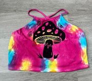 Earthbound Tie Dye Cropped Mushroom Tank Top Size Small