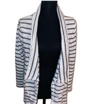 Lazy Sundays Black, White and Gray Open Front Striped Cardigan