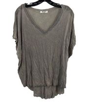 LAMade Grey Oversized Tissue Tee V Neck Size Med