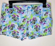 Victoria's Secret Shorts 4 Blue Floral Tropical Low Rise Chino Vacation Summer